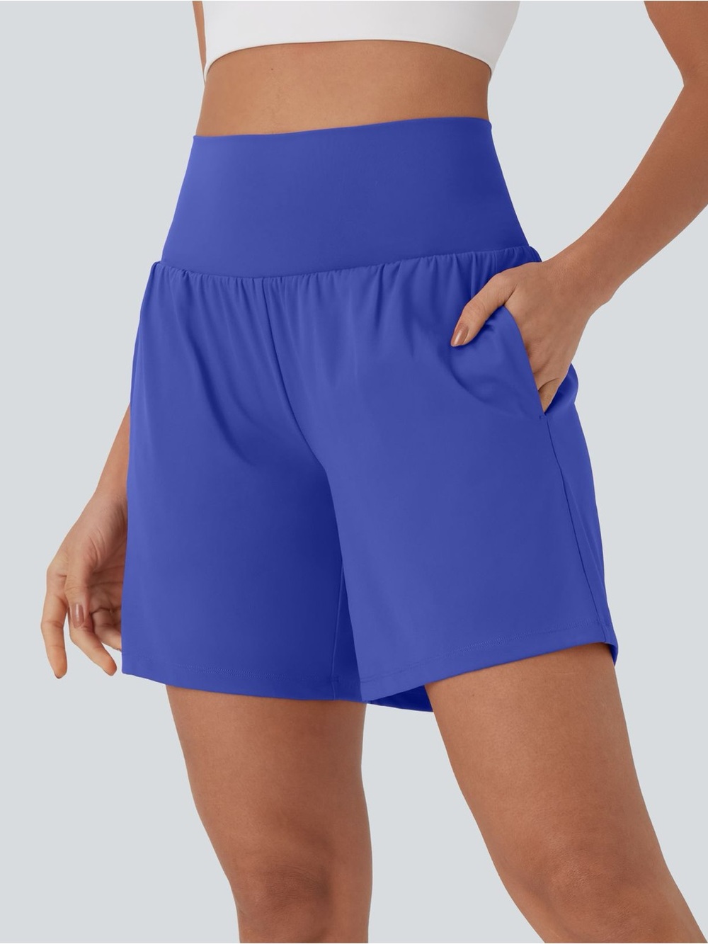 HALARA SoftlyZero 2-in-1 High-Waist Royal Blue Athletic Shorts Women’s XL Long